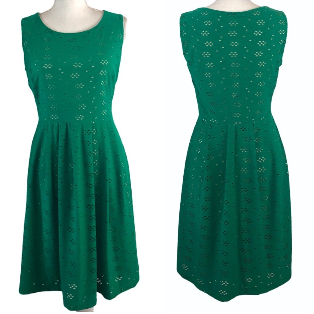Kalijati Green fit & flare eyelet dress S